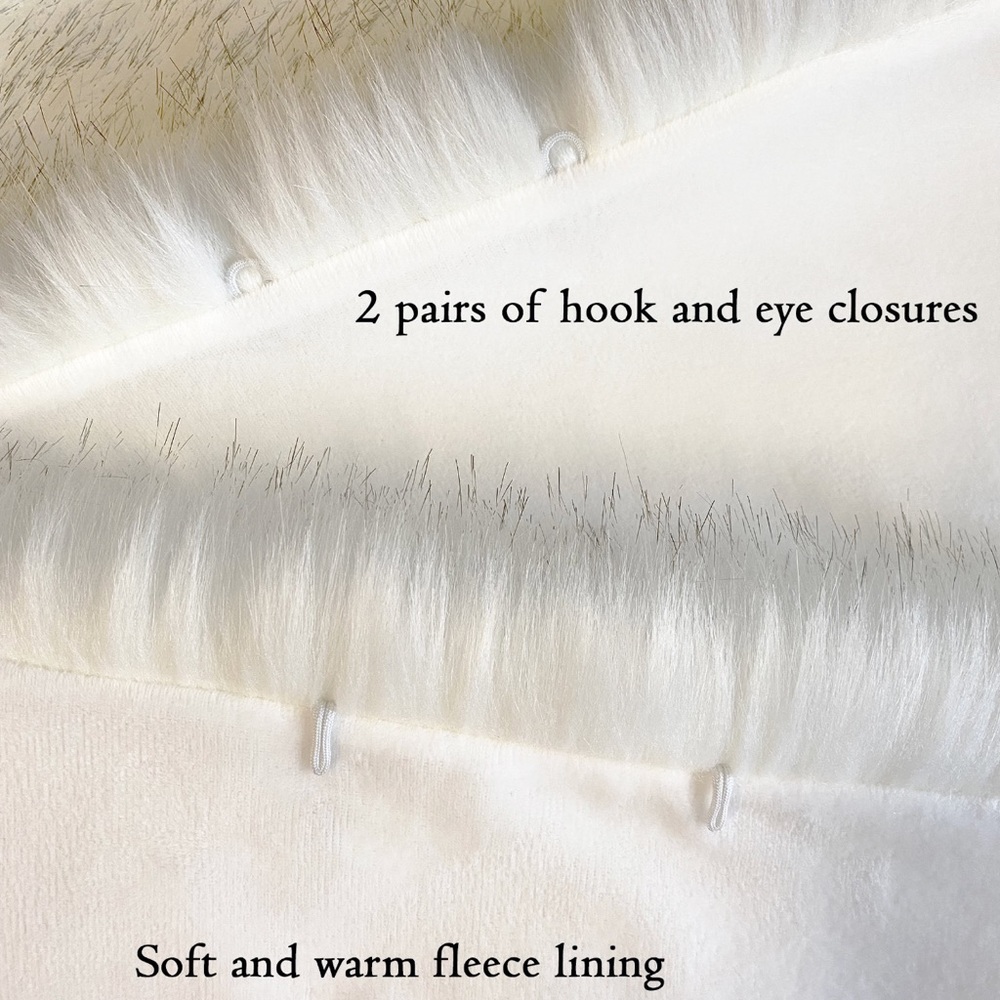 Faux Fur Bridal Shawl - Small Ivory with black tips - Picture 6 of 10